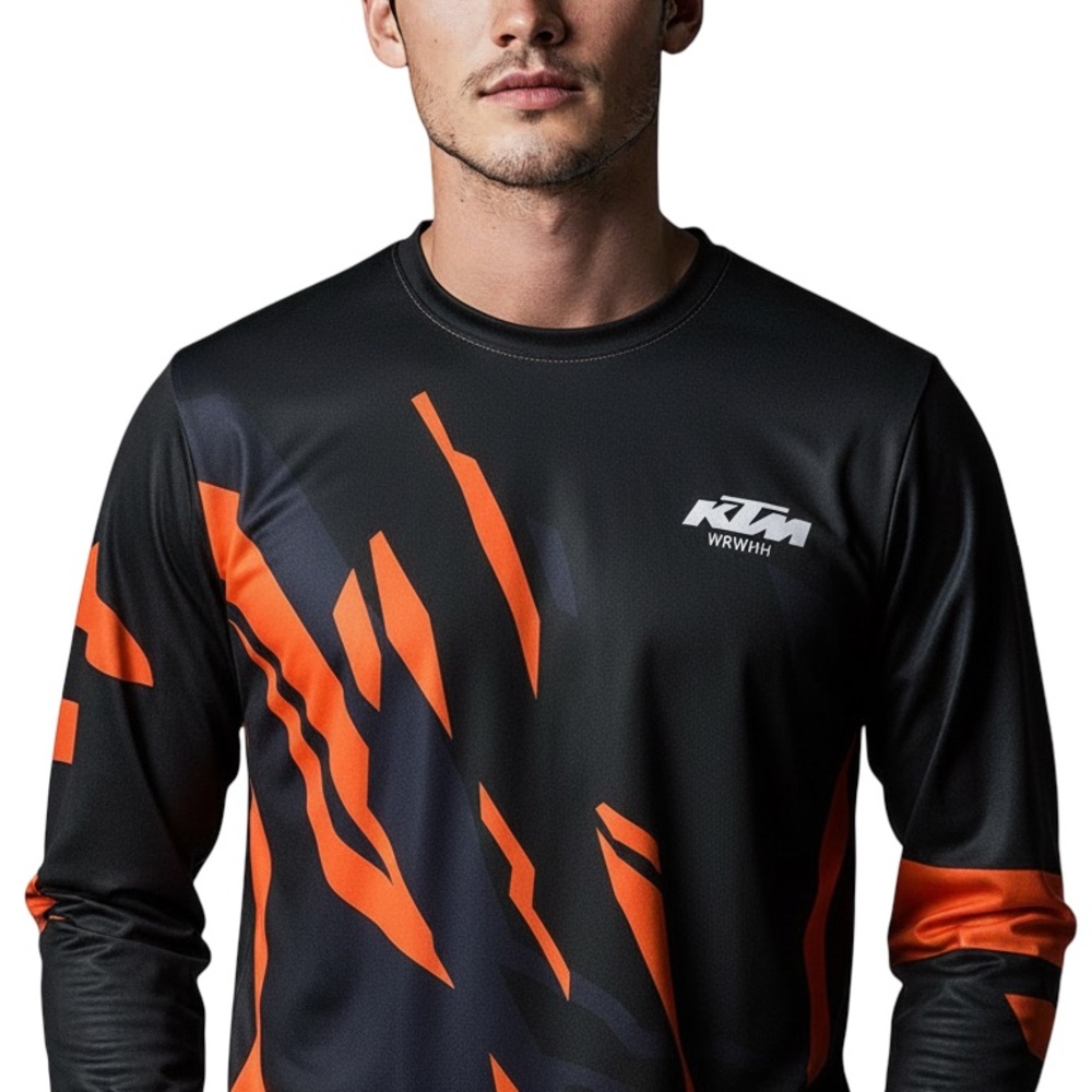 KTM Men's Black and Orange Rash Guard